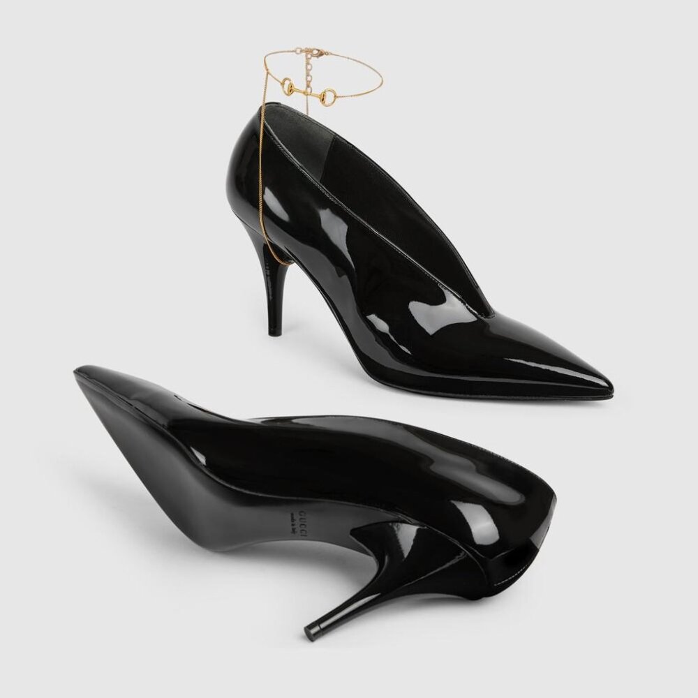 Gucci Leather Décolletté Pumps With Jewel IT 40 Women - Picture 3 of 5